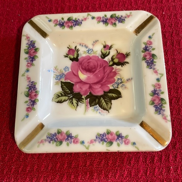 Accents Vintage Ashtray With Roses Poshmark